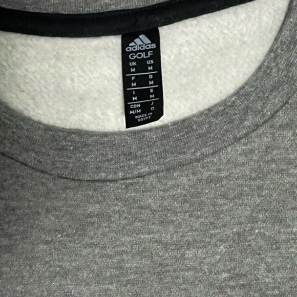 adidas Golf CVC Fleece Crew Neck Men Pullover Sweatshirt, Gray/White, Size M - Picture 5 of 5
